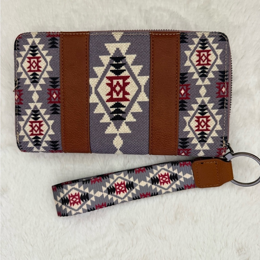Wrangler Multicolor Aztec Wallet with Wristlet - Picture 2 of 3
